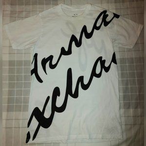 Armani Exchange Script Logo Text Black White T Shirt Mens Sz Large AUTHENTIC